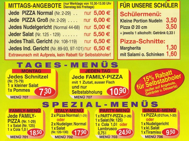 Pizza Zentrum Heimservice: Unsere Speise- und Getränkekarte - 1