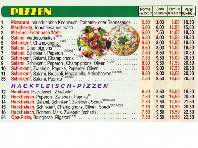 Pizza Zentrum Heimservice: Unsere Speise- und Getränkekarte - 2