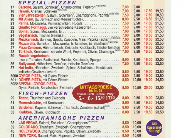 Pizza Zentrum Heimservice: Unsere Speise- und Getränkekarte - 3