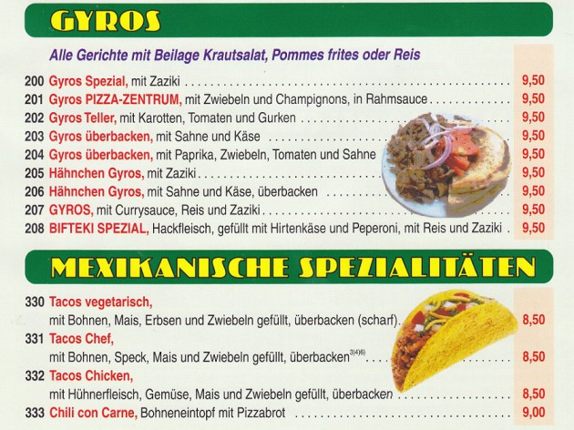 Pizza Zentrum Heimservice: Unsere Speise- und Getränkekarte - 7