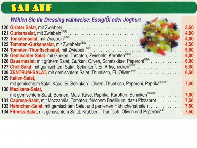 Pizza Zentrum Heimservice: Unsere Speise- und Getränkekarte - 8