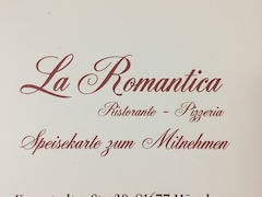 Speisekarte Vorderseite - Italienisches Restaurant | La Romantica Ristorante | München