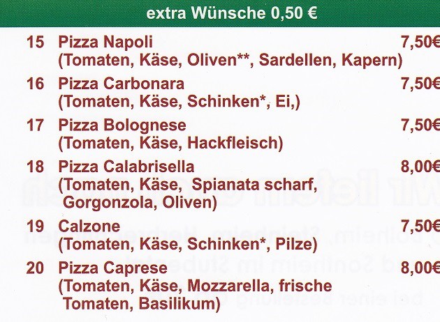 La Rustica - Lieferservice & Gaststätte: Speisekarte Teil 3