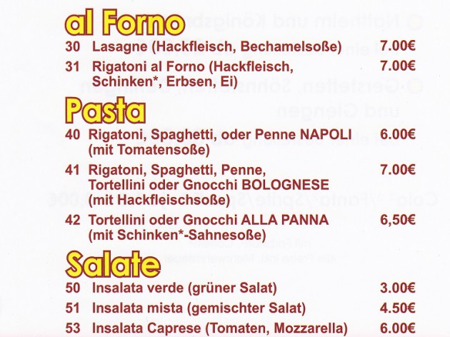 La Rustica - Lieferservice & Gaststätte: Speisekarte Teil 4