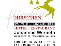 Hotel - Restaurant Werneths Landgasthof Hirschen *, 79365 Rheinhausen