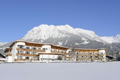 exterior view in winter, cross-country skier