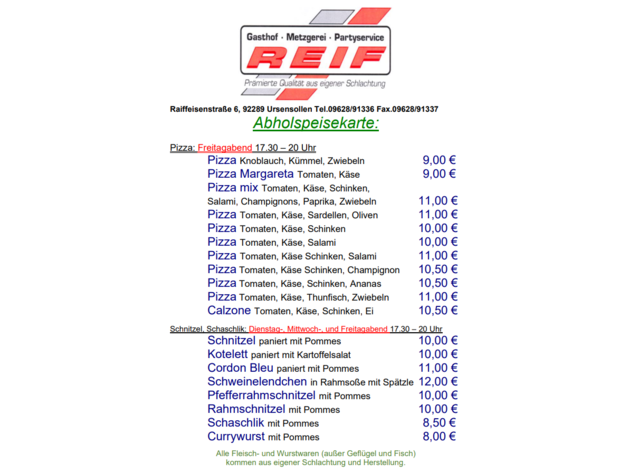 Metzgerei & Partyservice Reif