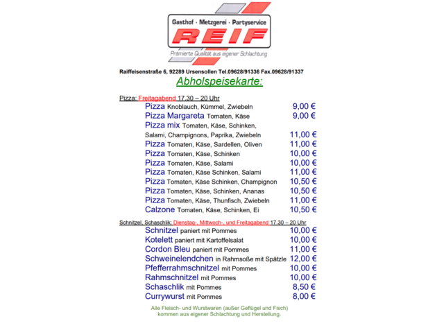 Metzgerei & Partyservice Reif