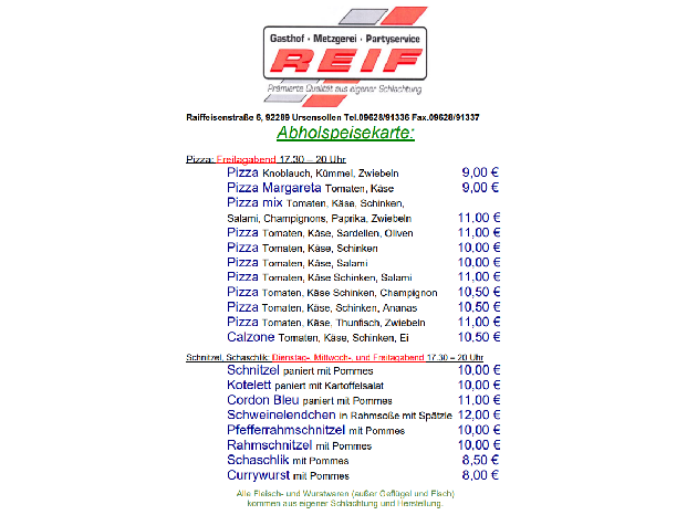 Metzgerei & Partyservice Reif